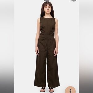 LACAUSA Olive Green Wide-Leg Sleeveless Jumpsuit